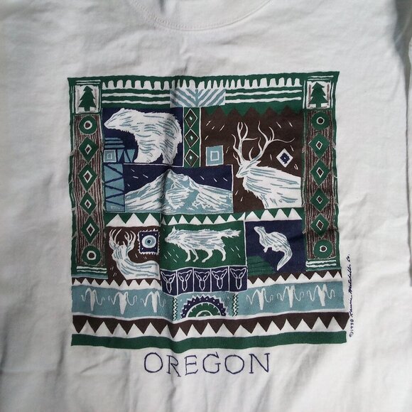 Deadstock Vintage Oregon Outdoors Nature Tribal T-Shirt - Picture 1 of 7
